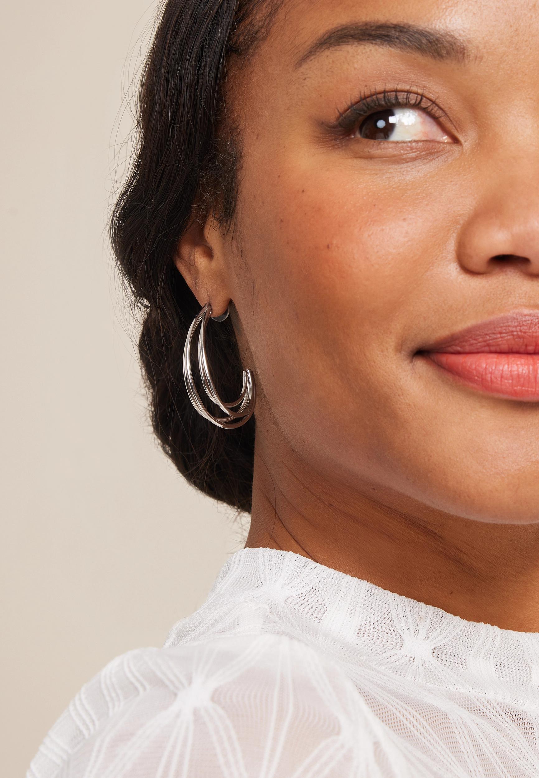 Silver J Hoop Earrings Product Image