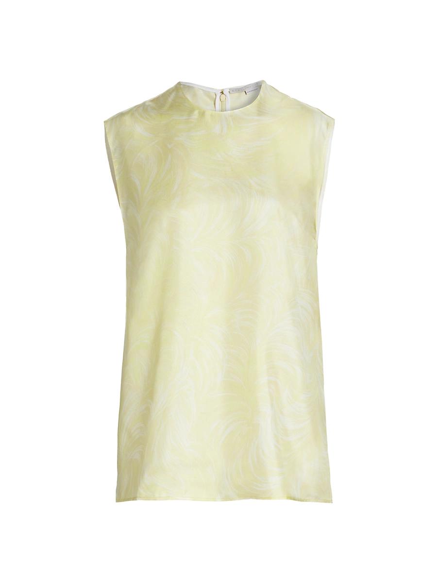 Womens Feather Silk Sleeveless Top Product Image