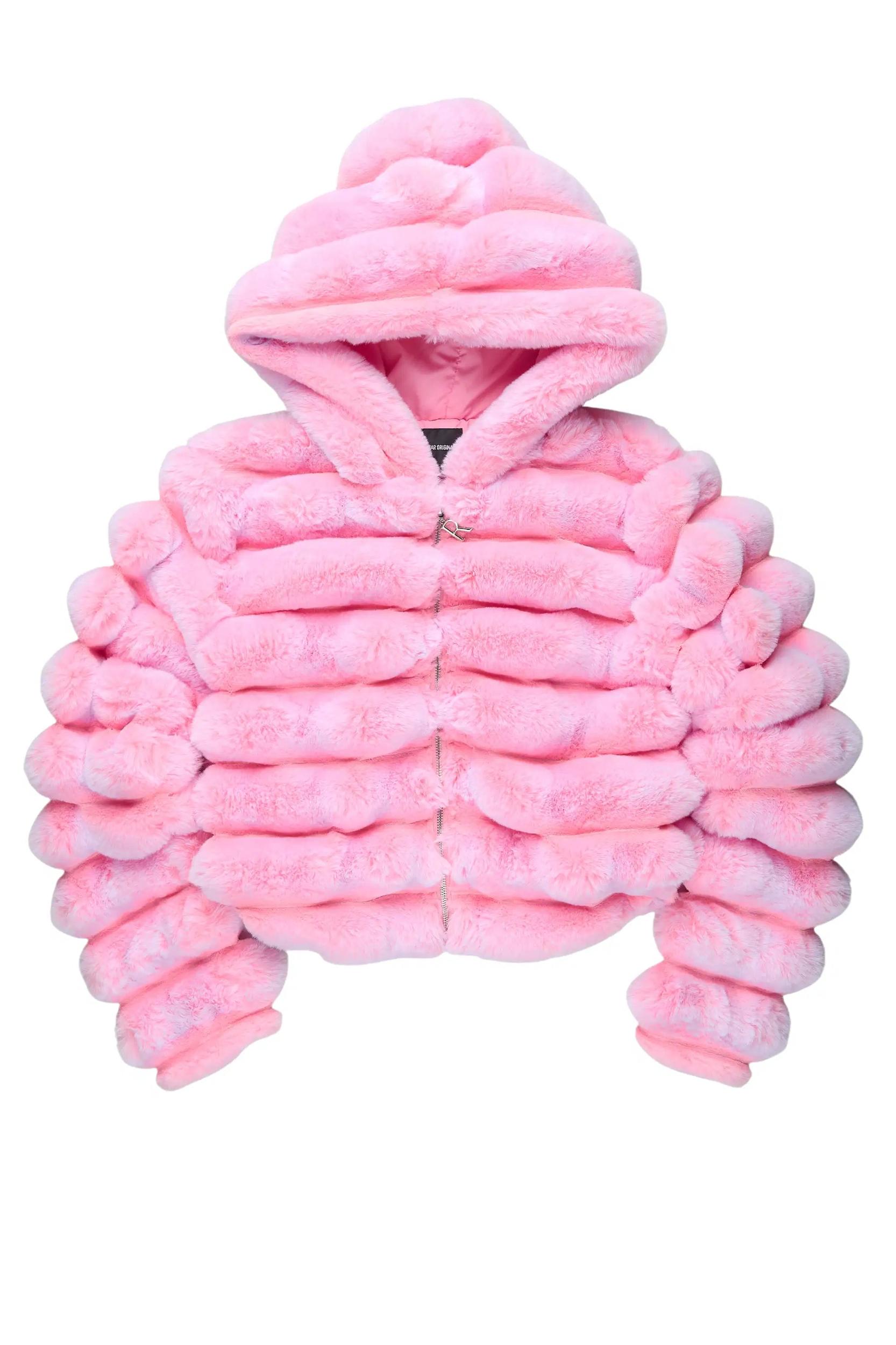 Vinetria Pink Fur Jacket With Hood Female Product Image