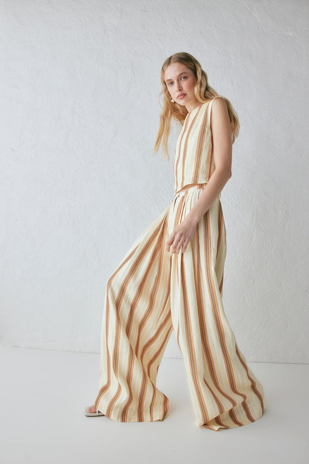 Luca Linen Pants Stripe Product Image