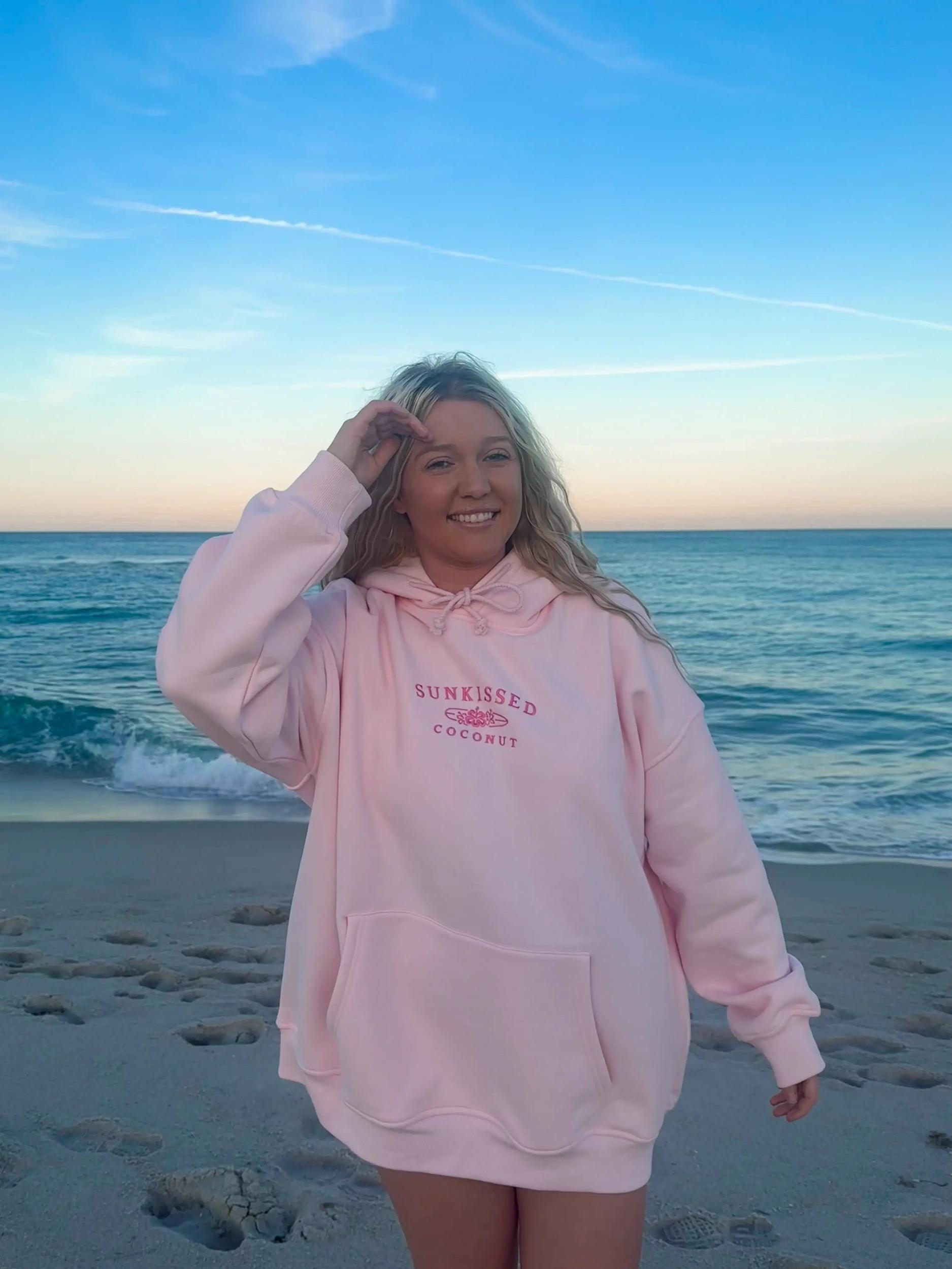 Tana Light Pink Embroider Sunkissedcoconut Hoodie Product Image