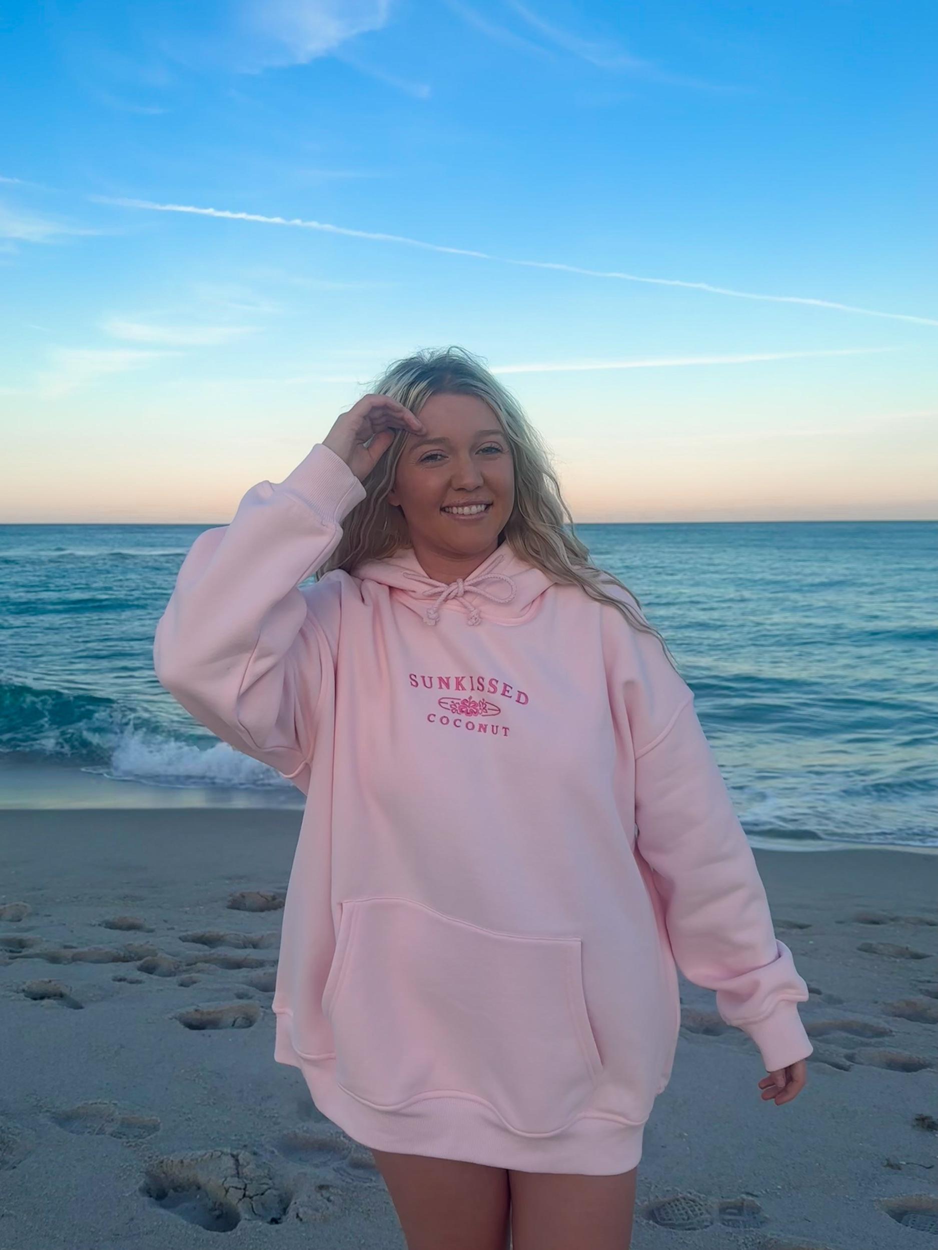 Tana Light Pink Embroider Sunkissedcoconut Hoodie Product Image