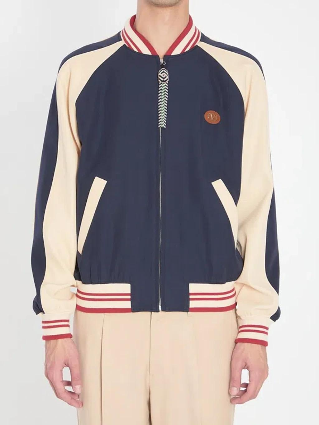 VALENTINO La Chat De La Maison Wool Bomber Jacket In Black Product Image