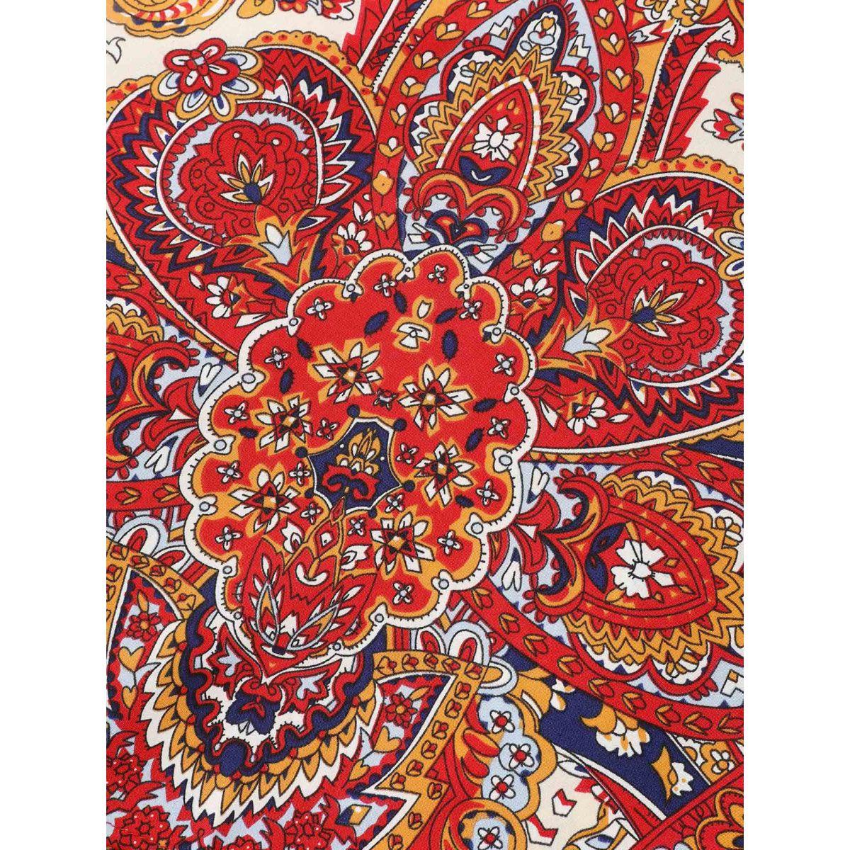 Plus Size Multicolor Paisley Print Round Neck Tied Shirt Women Boho Short sleeve Round Neck Vacation Blouses BloomChic 30/6X Product Image