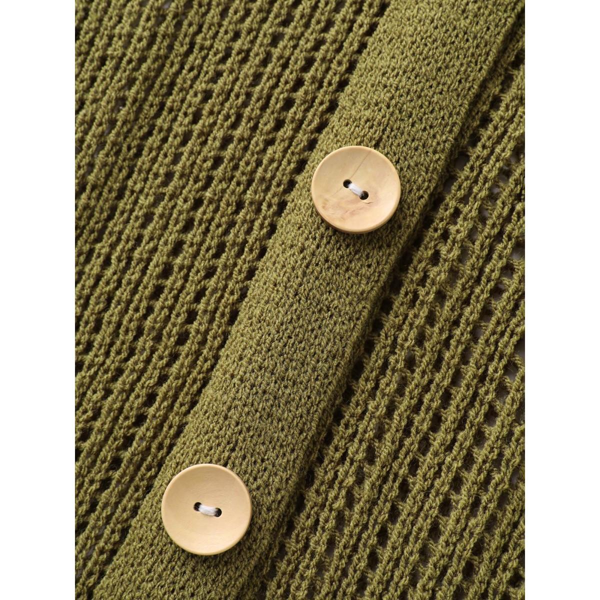 Plus Size Textured Cut-Out Button Detail Cardigan Moss Women Leisure Loose Long Sleeve Casual Cardigans BloomChic 14-16/1X Product Image