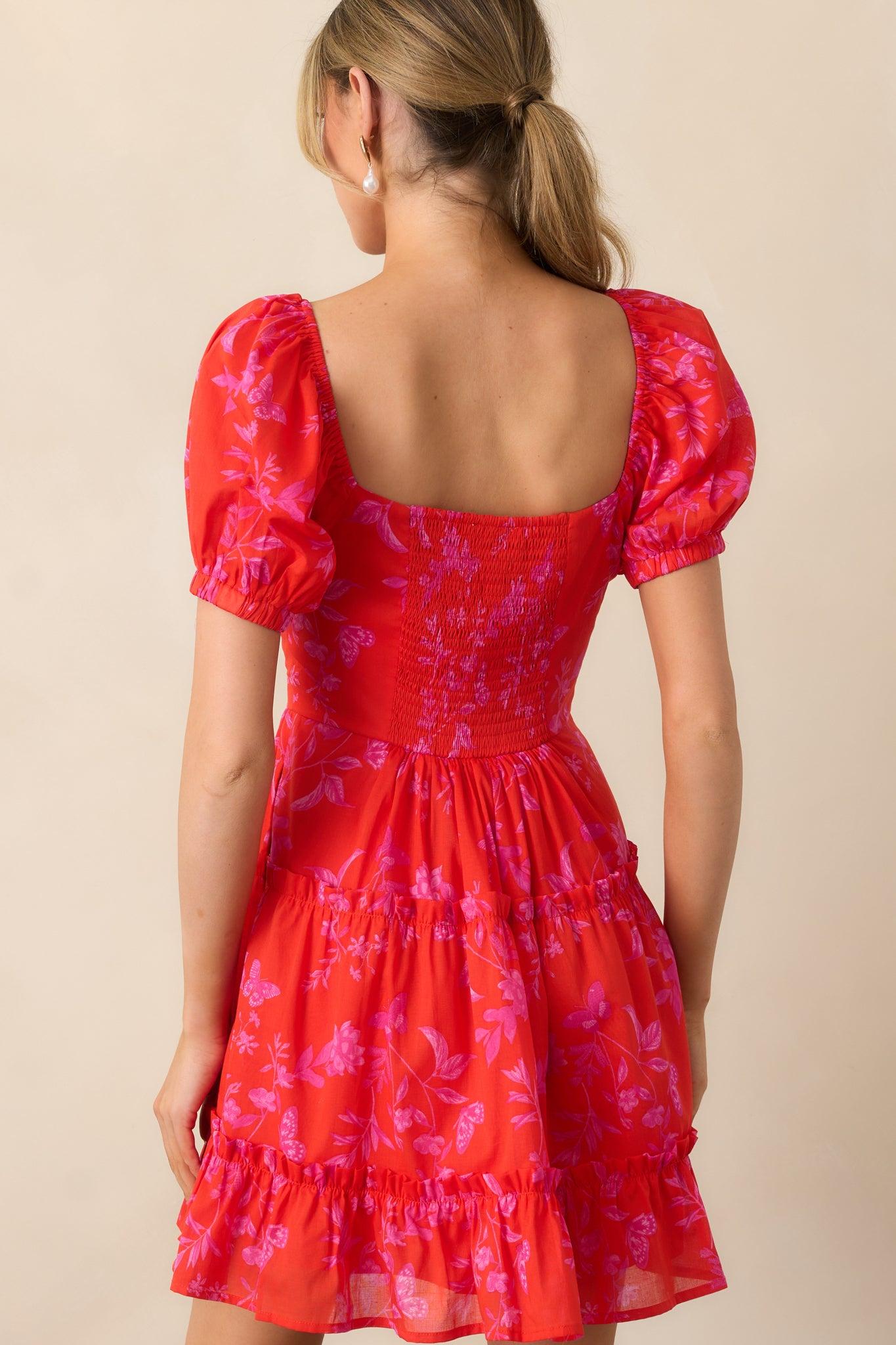 As It Should Be Red Floral Cotton Mini Dress Product Image