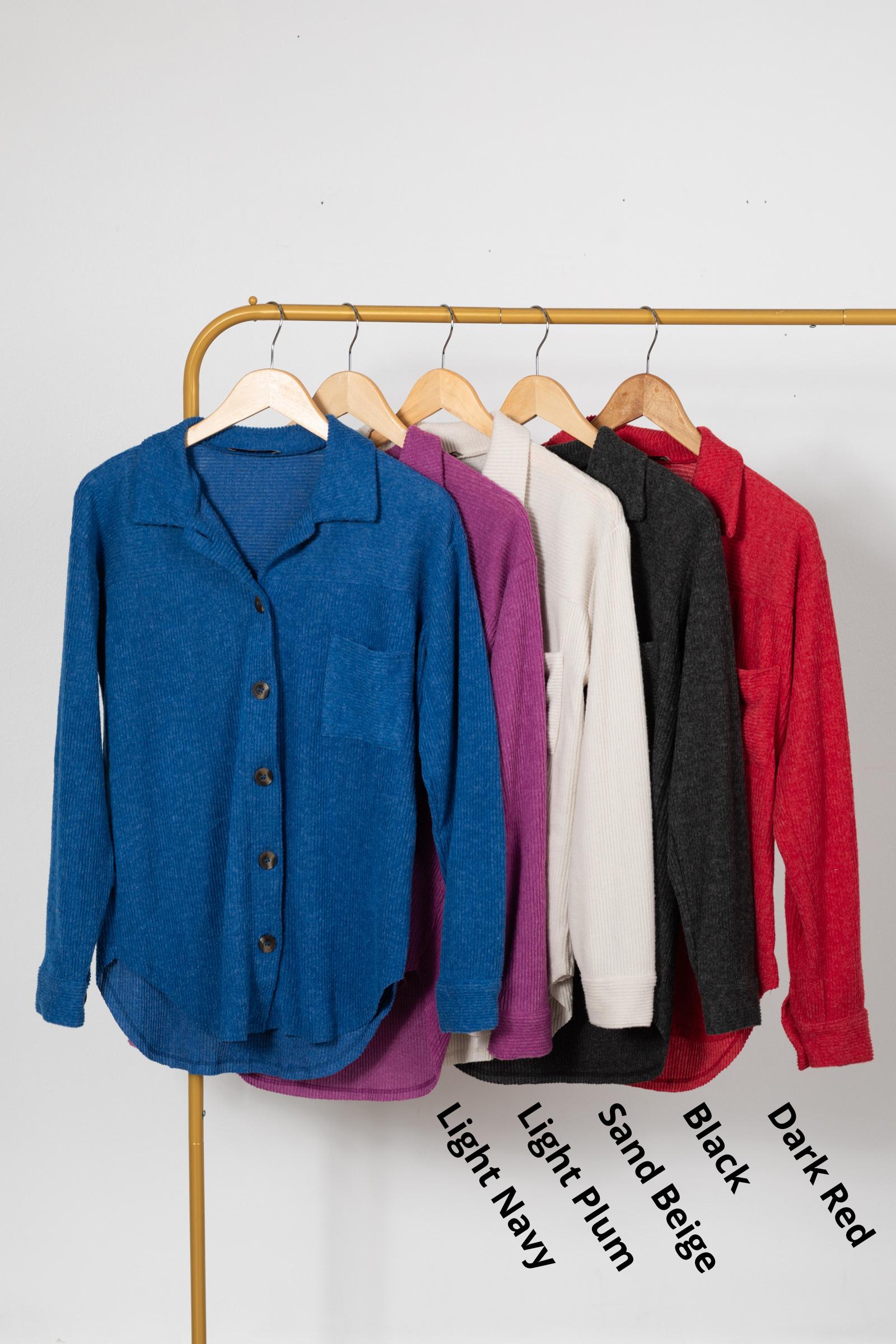 Soft Brushed Rib Collared Shackets Product Image