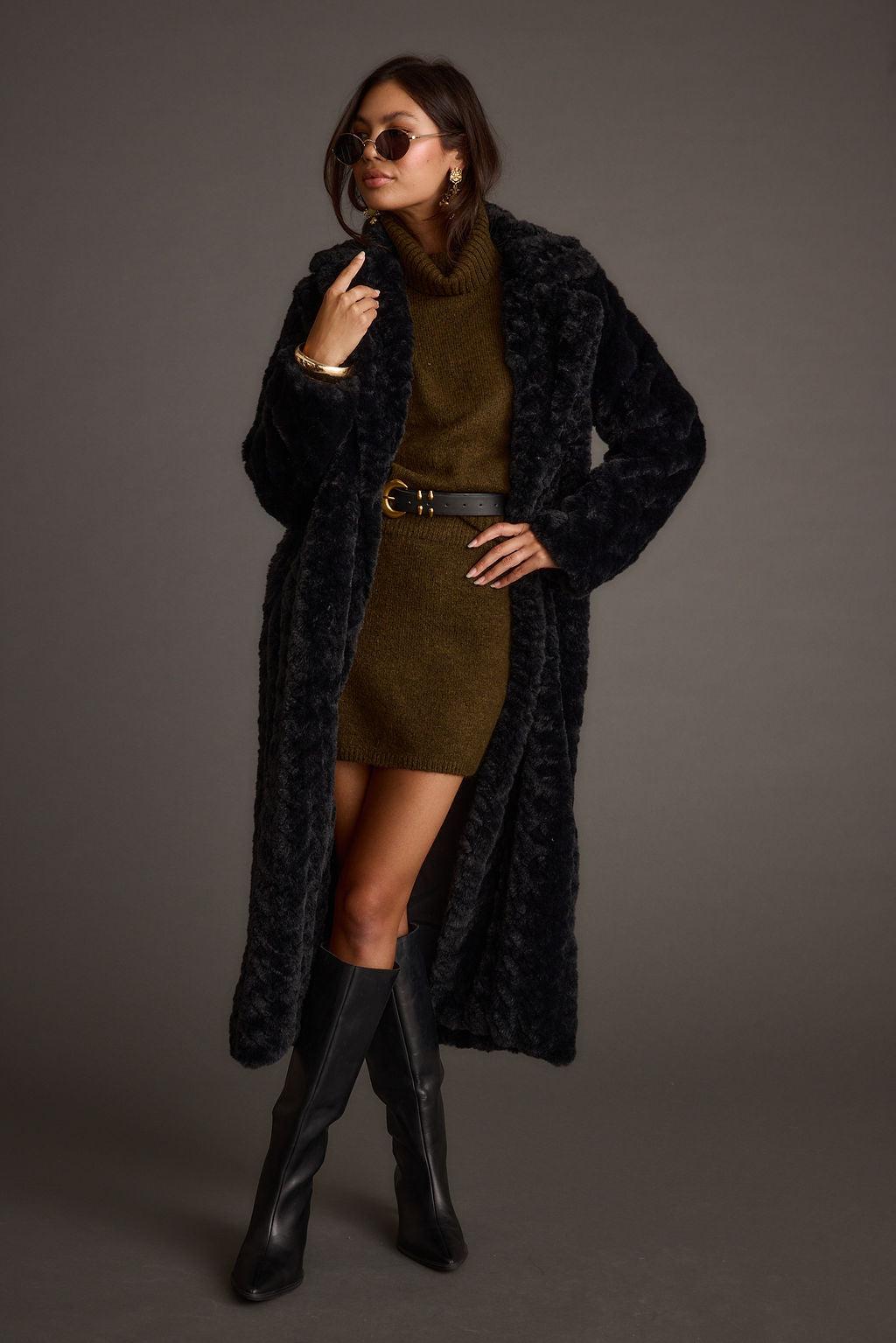 Sasha Black Floor Length Coat Product Image