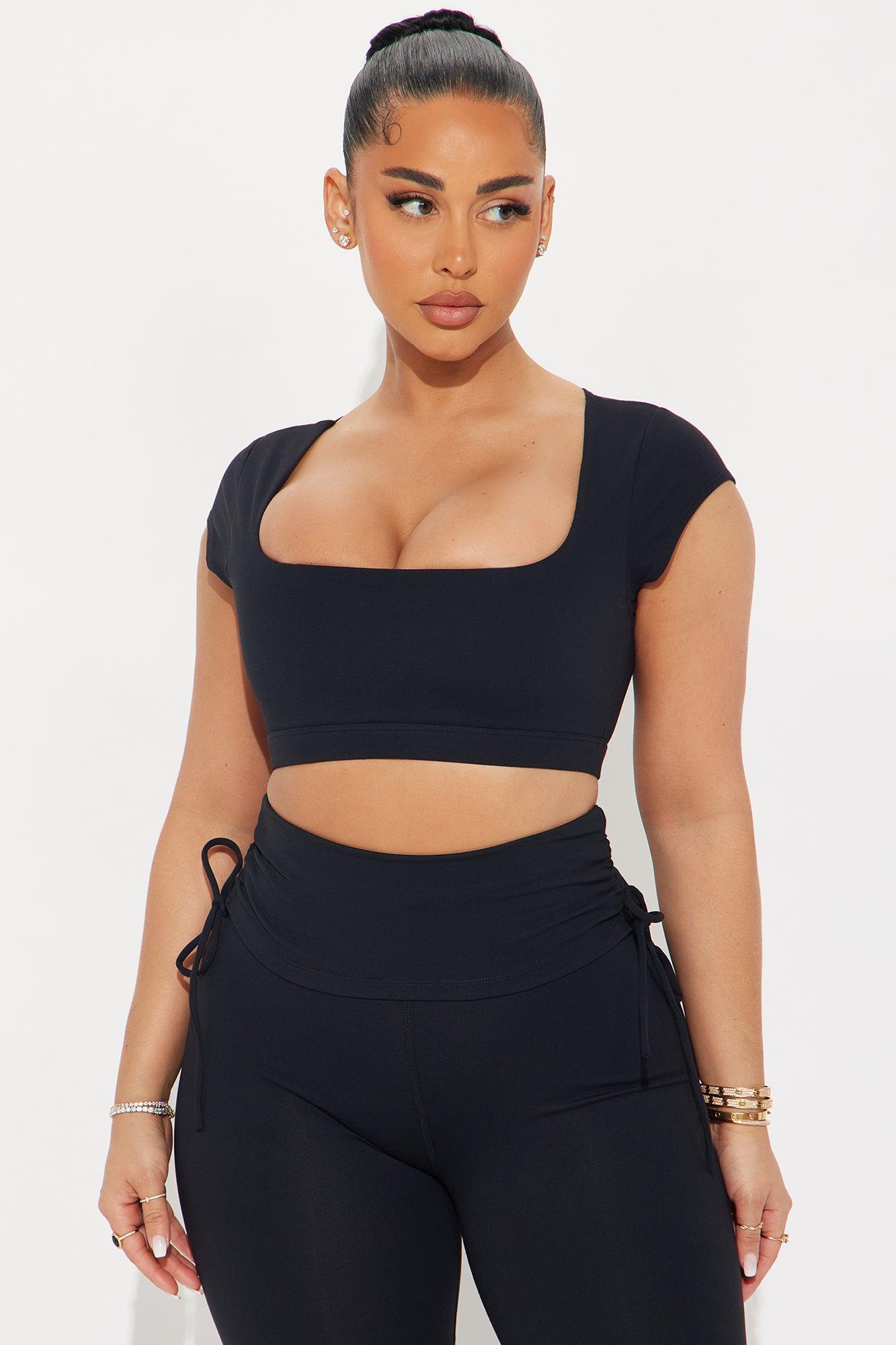 Roll Up Super Soft Active Top - Black Product Image