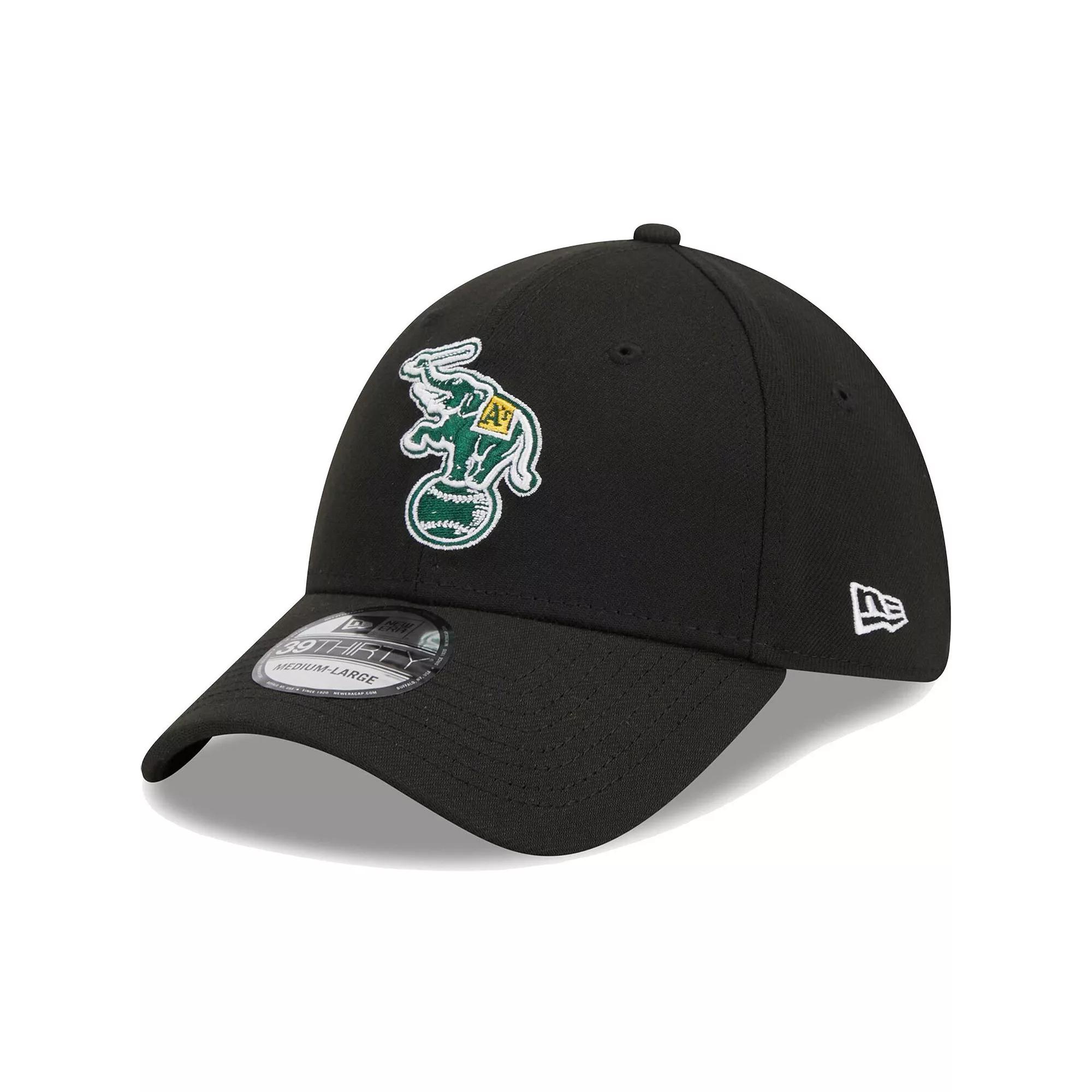 Men's New Era Black Oakland Athletics Logo 39THIRTY Flex Hat,  Product Image