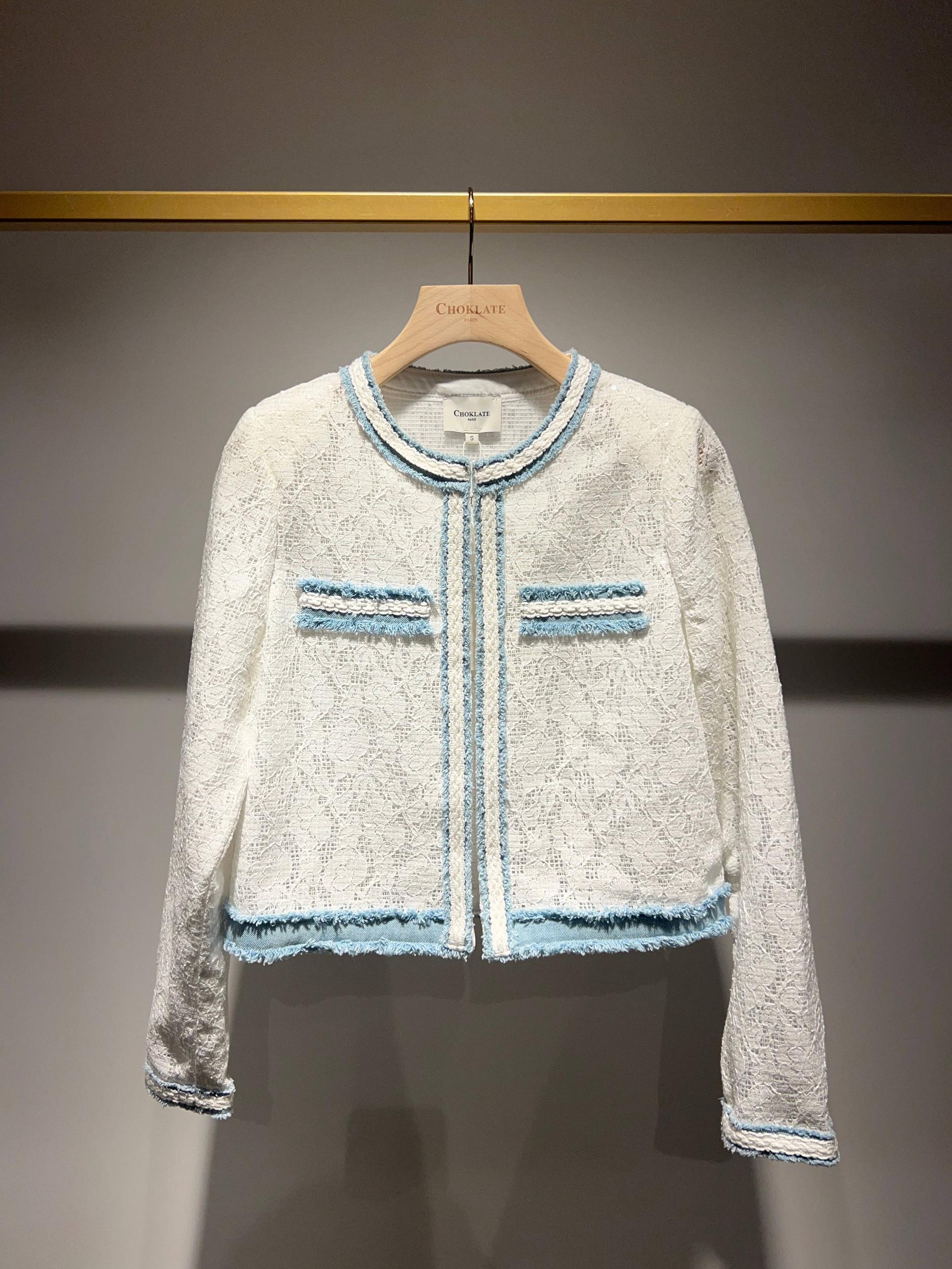 Denim Patch Tweed Jacket Product Image