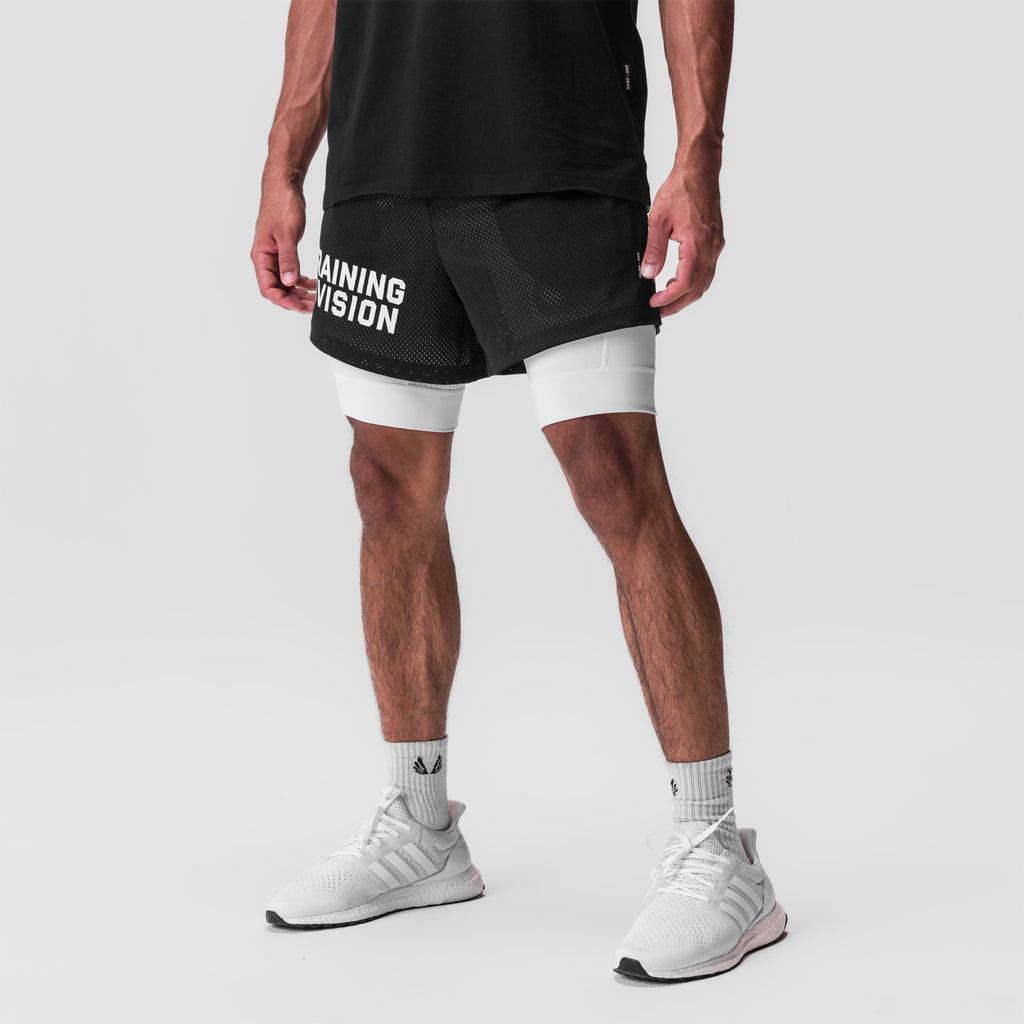 0848. SilverPlus™ Mesh 5" Liner Short - Black/White "Training Division" Product Image