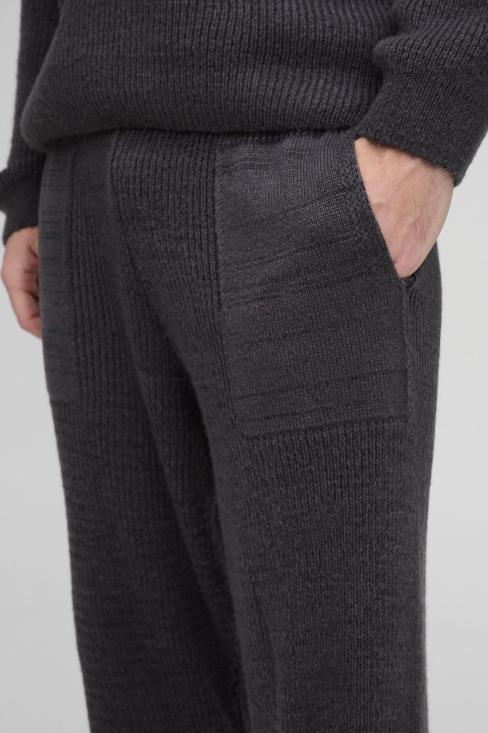 Relaxed Split Hem Brushed Rib Knitted Sweatpants | boohooMAN USA Product Image