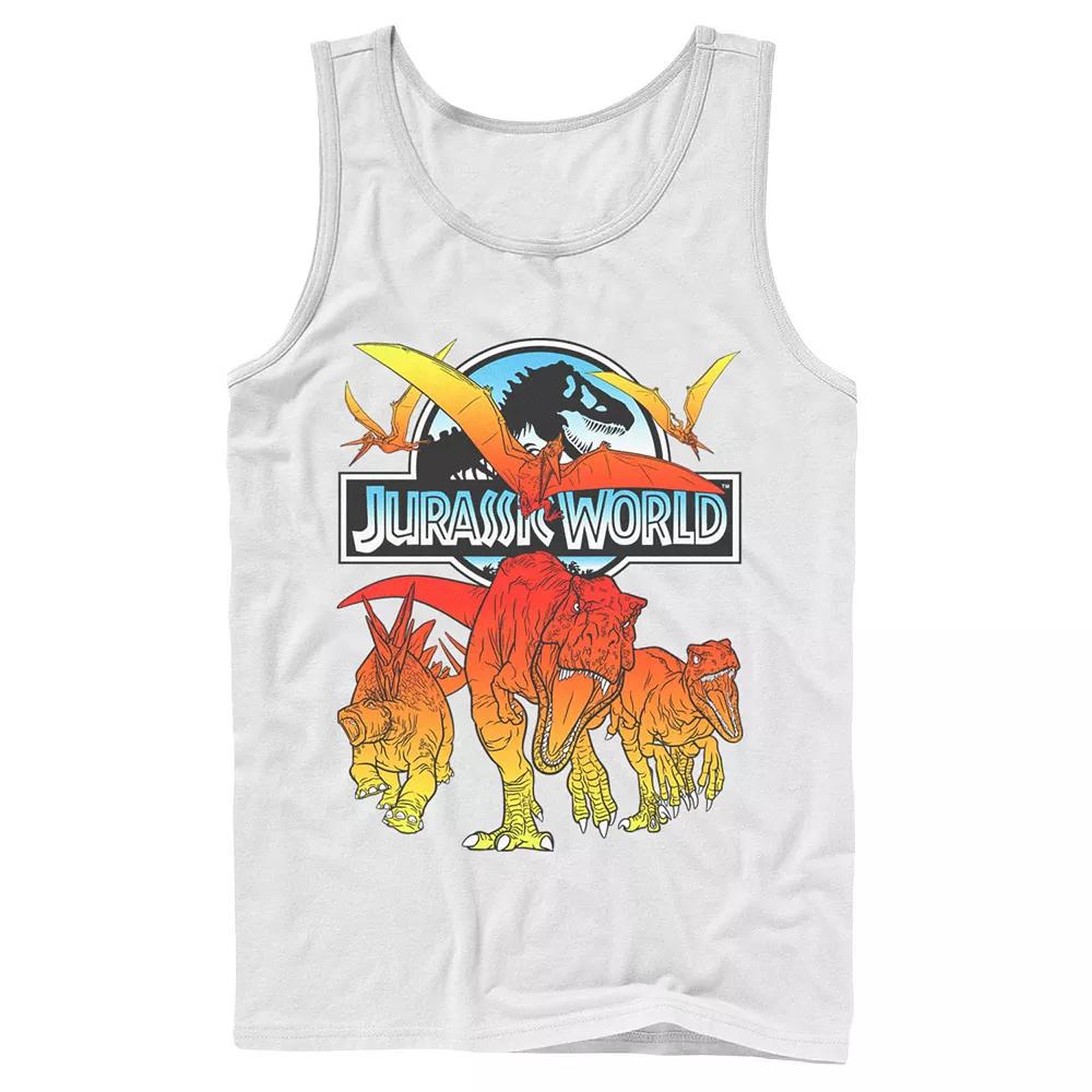 Men's Jurassic World Two Dino Charging Comic Pop Tank Top,  Product Image