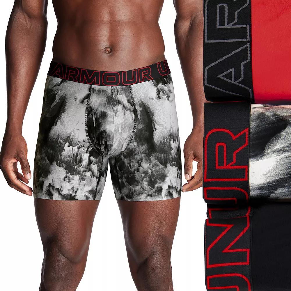 Men's Under Armour 3-pack Performance Tech Fashion 6-in. Boxer Briefs, Size: 5XL, Red Product Image