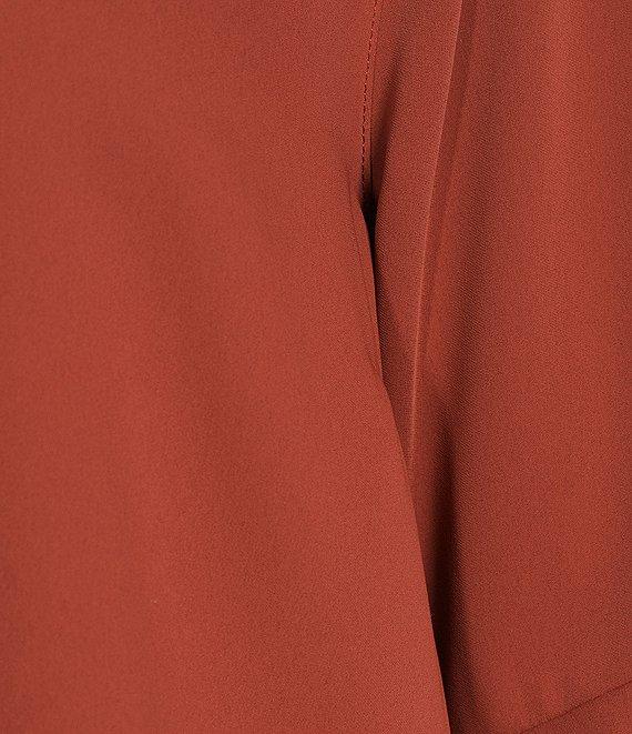 Caroline Rose Julia Matte Crepe Crew Neck 3/4 Ruffled Sleeve High-Low Hem Top Product Image