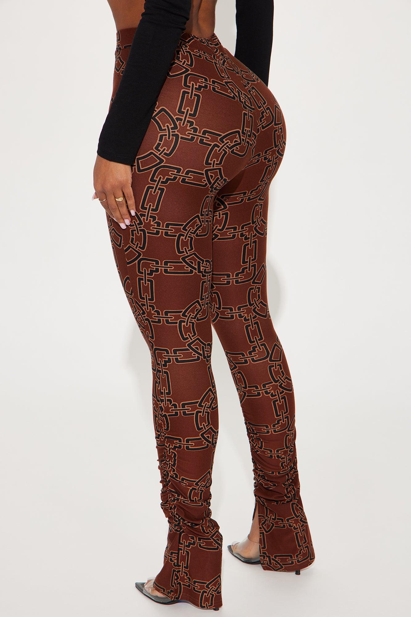 Bree Marie Chain Link Stacked Legging - Brown/combo Product Image