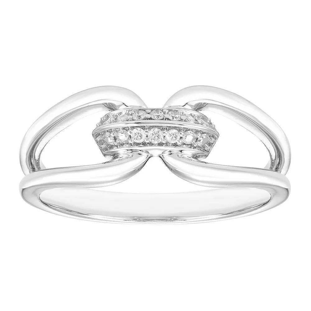 Boston Bay Diamonds Sterling Silver Diamond Accent Split Shank Curved Ring, Women's, Size: 6 Product Image