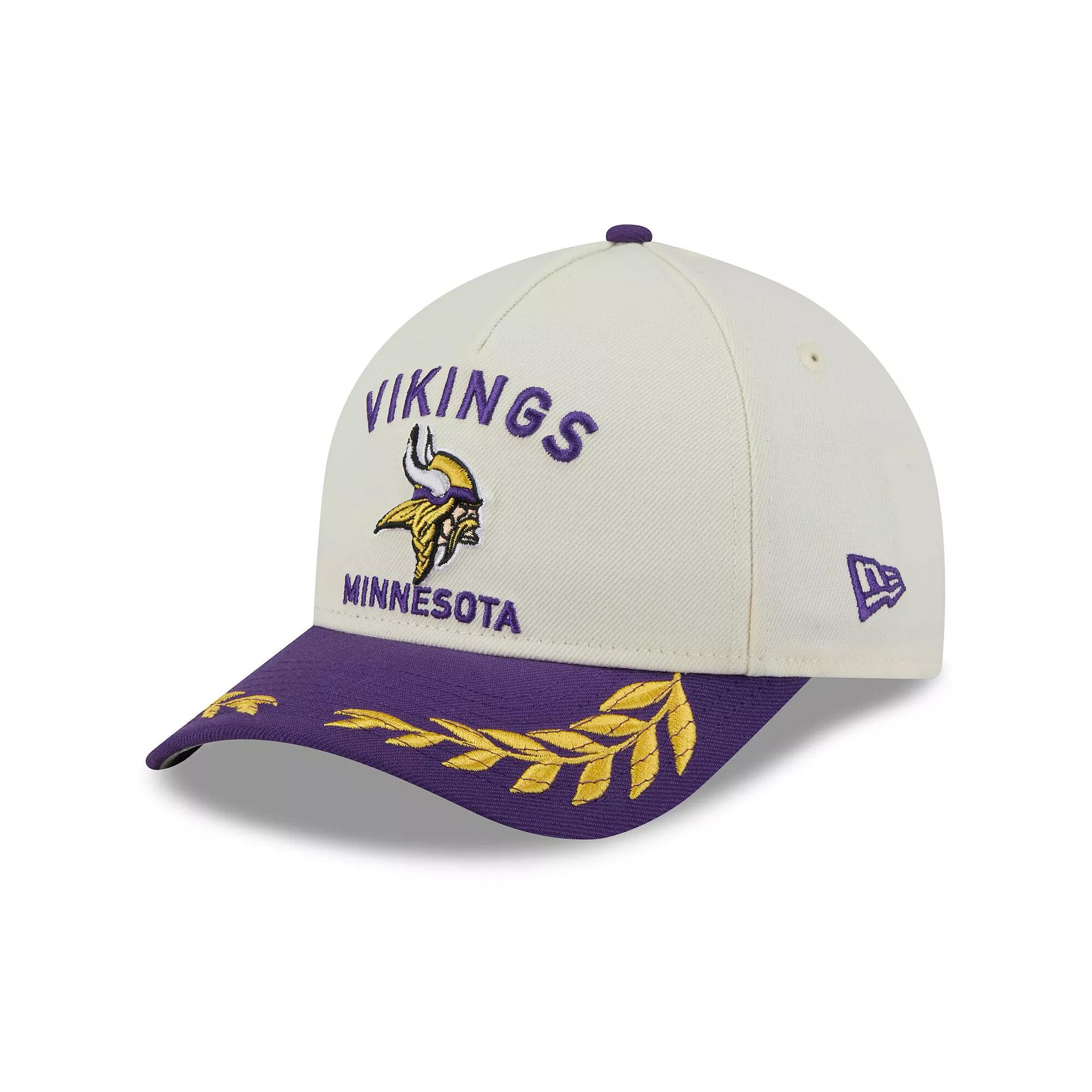 Men's New Era Cream/Purple Minnesota Vikings 2025 NFL Draft 9FORTY A-Frame M-Crown Adjustable Hat, Beige Product Image