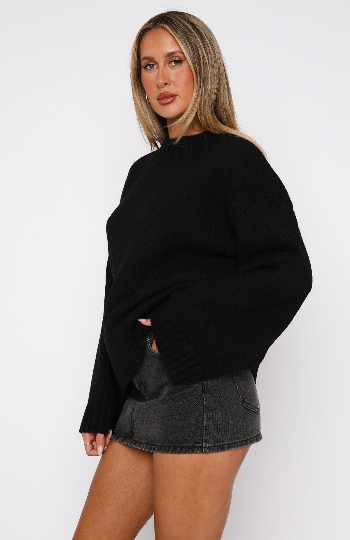 Winter's Chill Knit Sweater Black Product Image