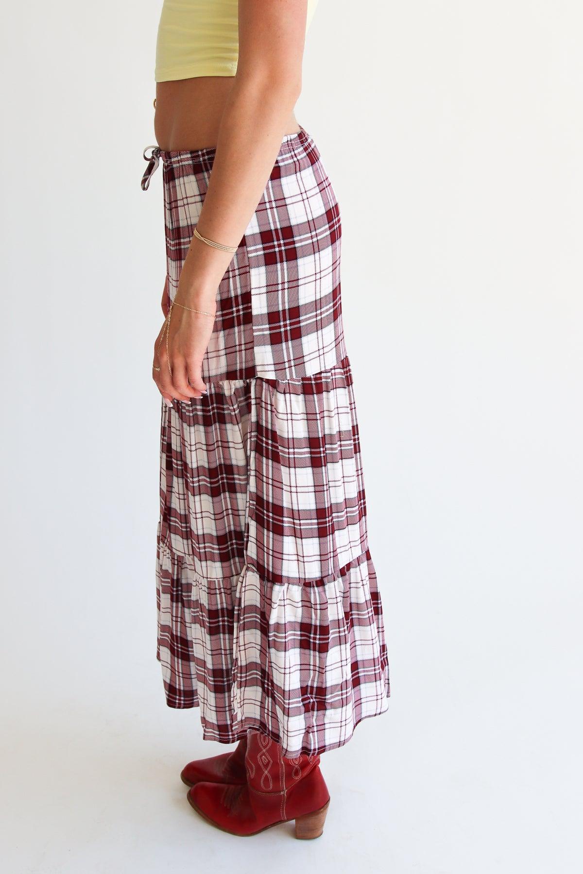Plaid Tiered Maxi Skirt Product Image
