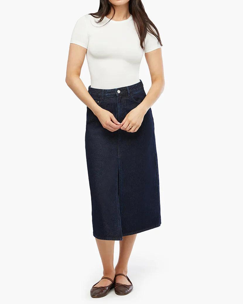 FINAL SALE WeWoreWhat | Fitted Crew Neck Top | White Product Image