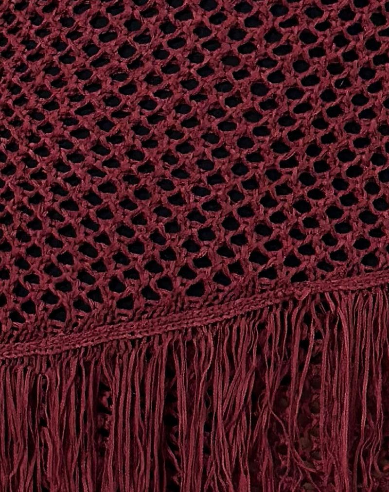 Meloka Asymmetric Fringe Mini Dress in Berry Female Product Image