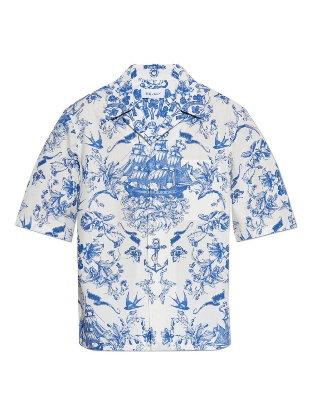 floral-print short-sleeve shirt Product Image