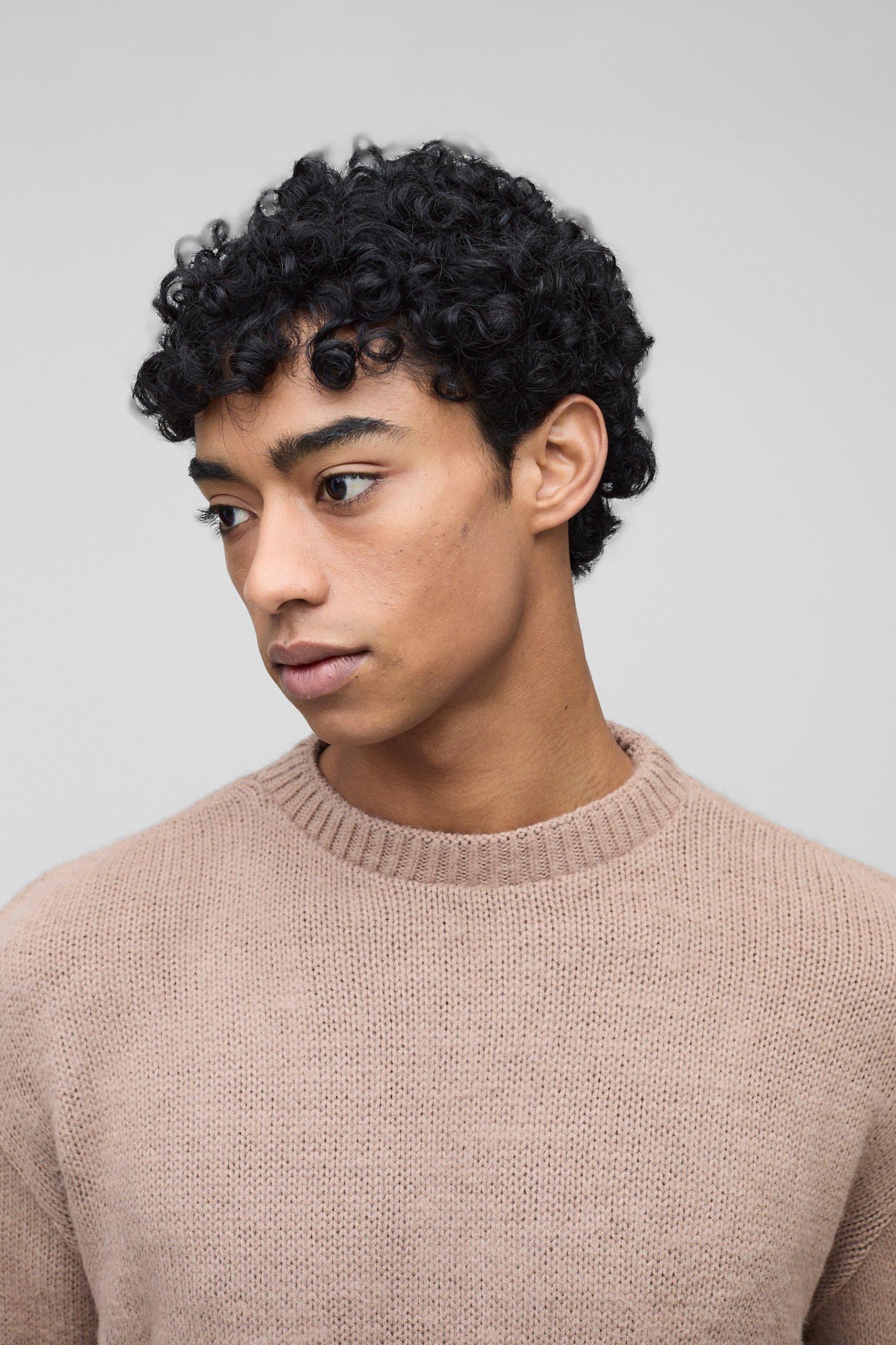 Oversized Boxy Brushed Knitted Sweater | boohooMAN USA Product Image