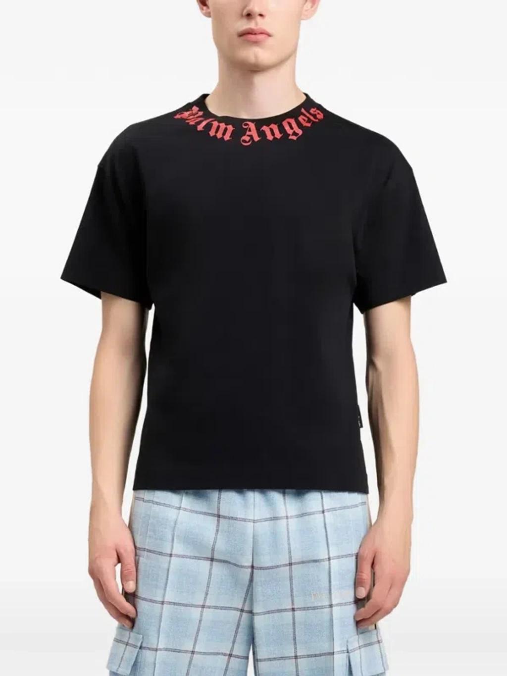 PALM ANGELS Logo Graphic Cotton T-shirt In Black Product Image