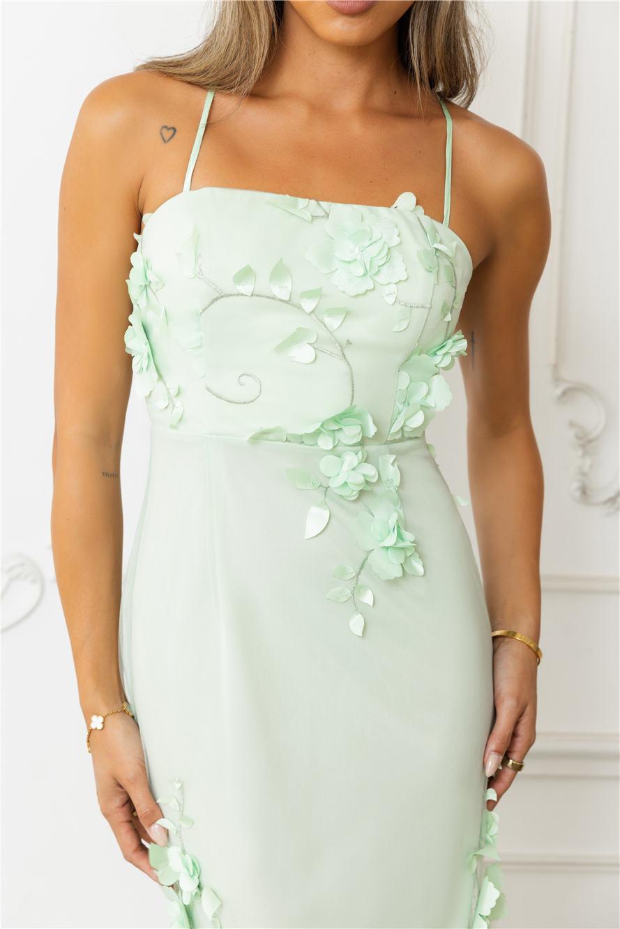 Flower Vine Maxi Dress Sage Product Image