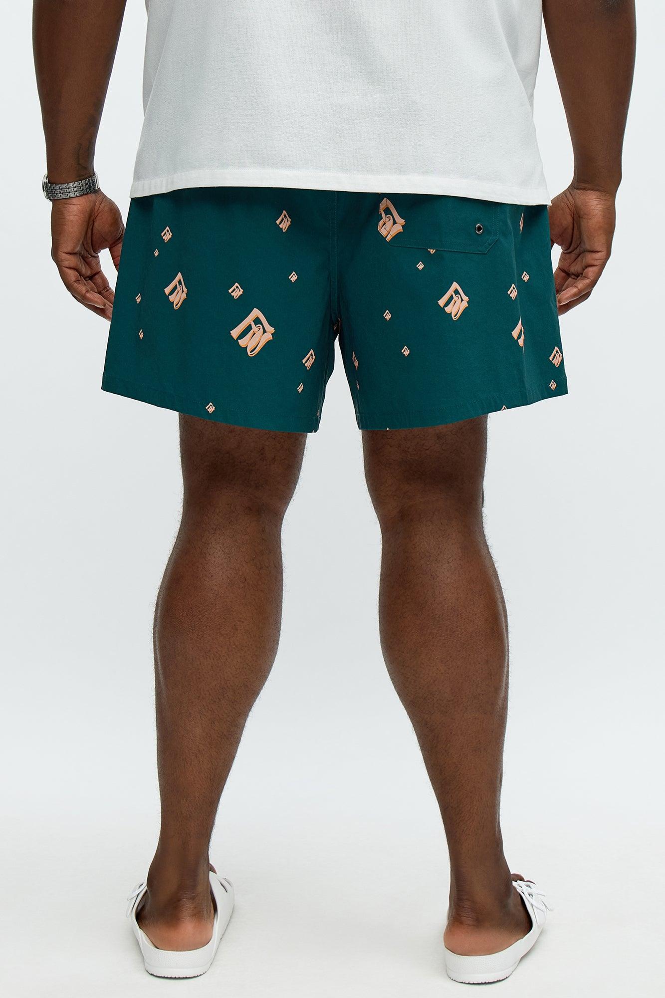 Chateau Luxe Printed Swim Mid Trunk - Teal/combo Male Product Image