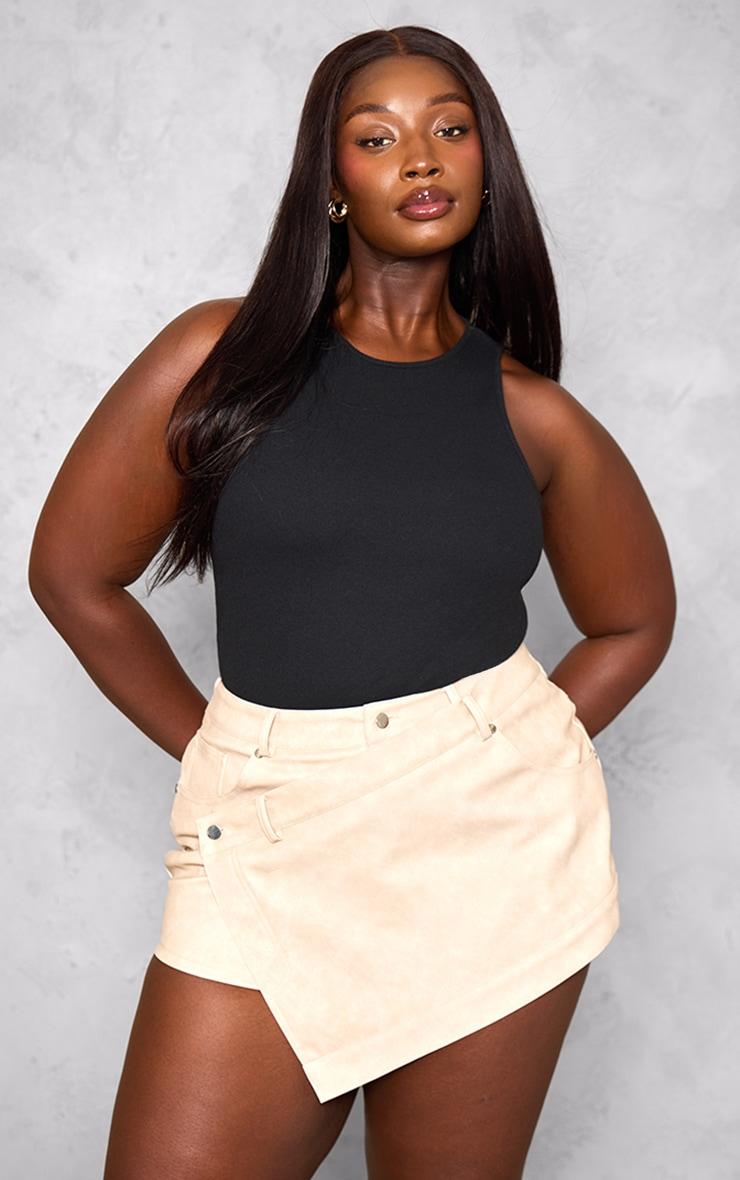 Plus Stone Faux Leather Wrap Detail Skort Product Image