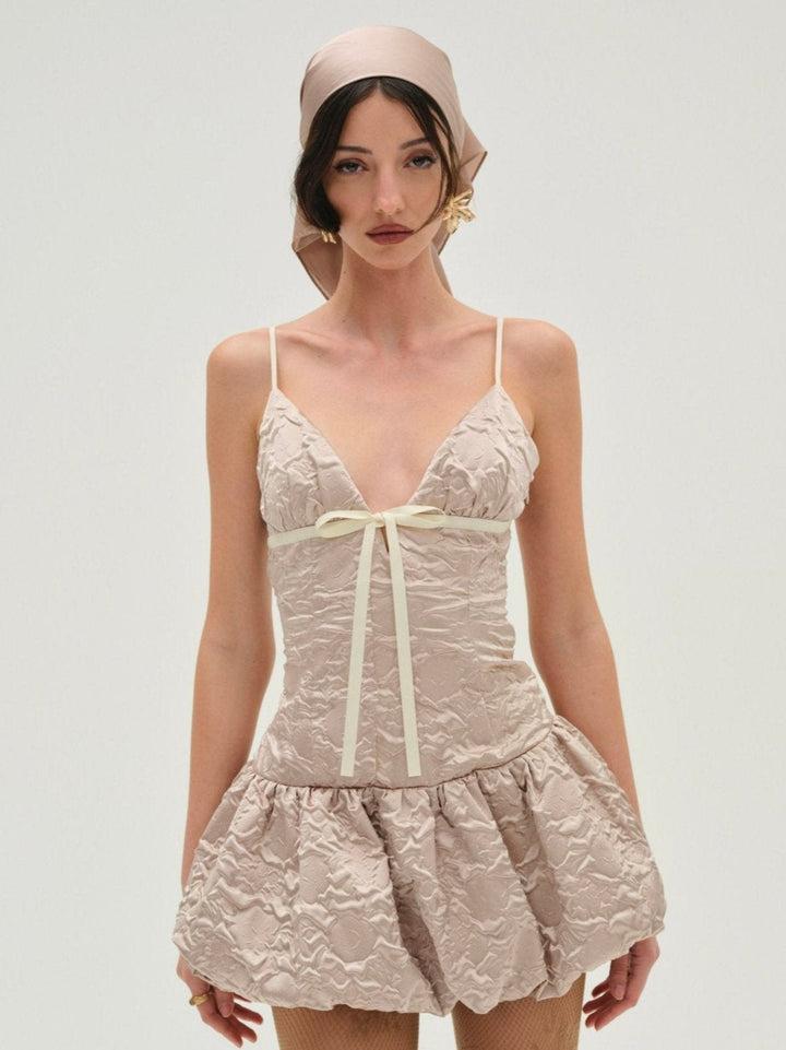 Flower Satin Mini Dress — Pink Product Image