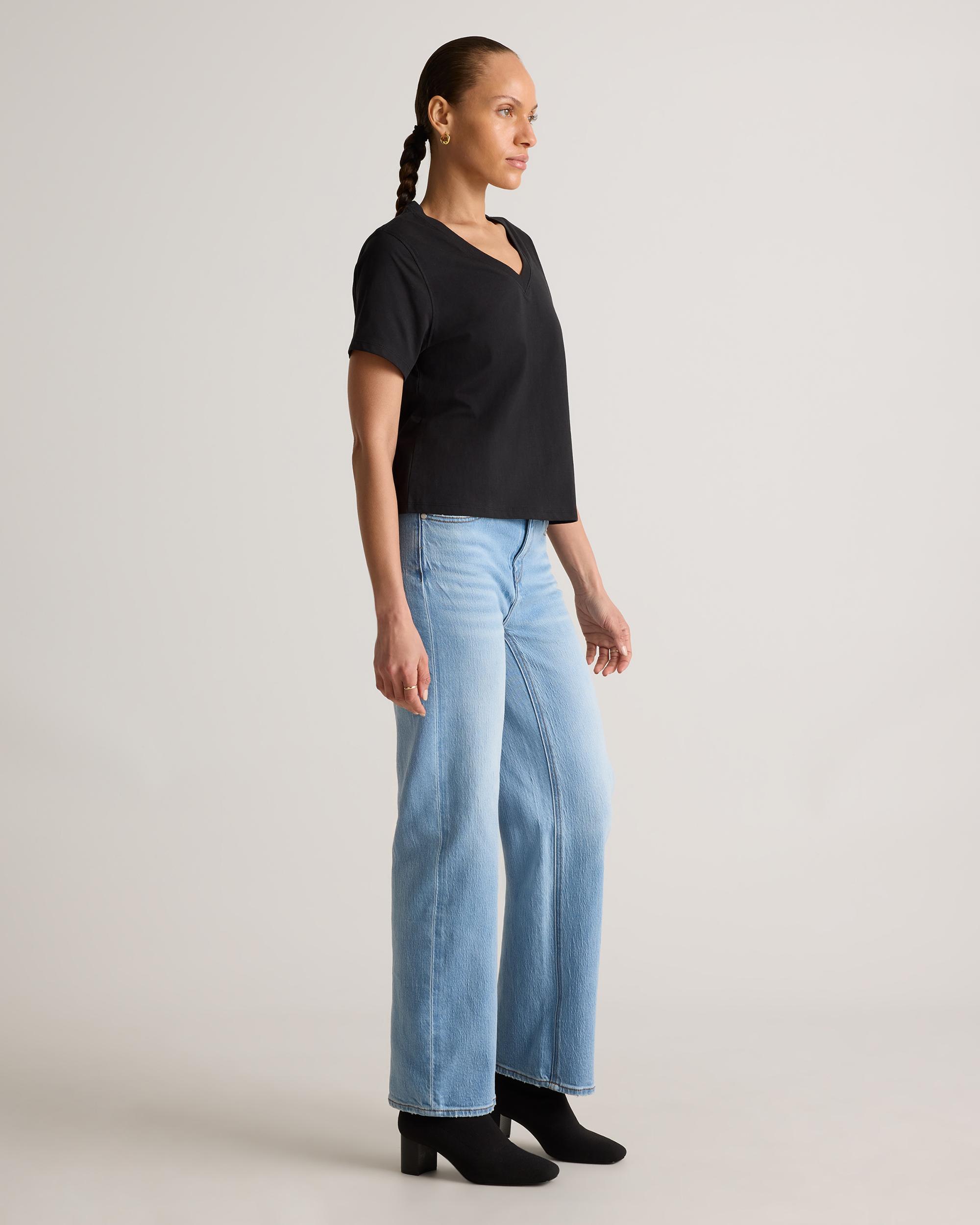 Quince | Women's Boxy V-Neck T-Shirt Organic Cotton Product Image