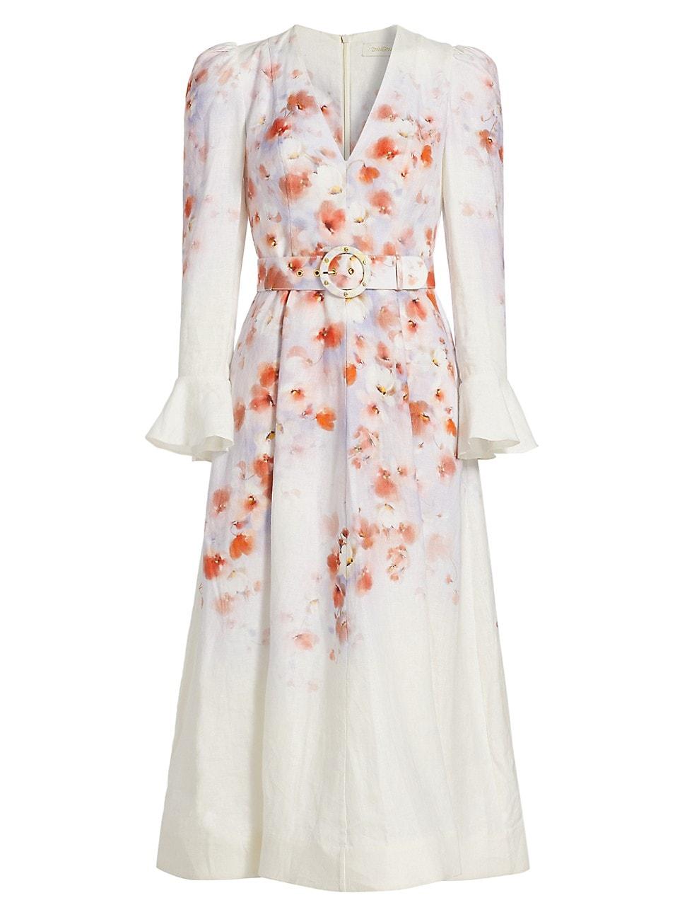 Womens Crush Floral Linen Midi-Dress Product Image