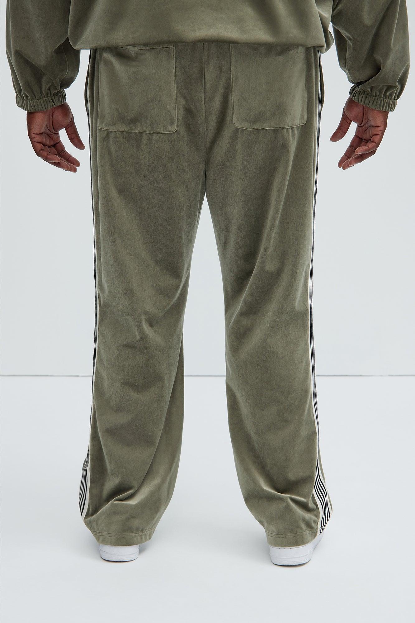 Up N' Down Velvet Track Pants - Olive Product Image