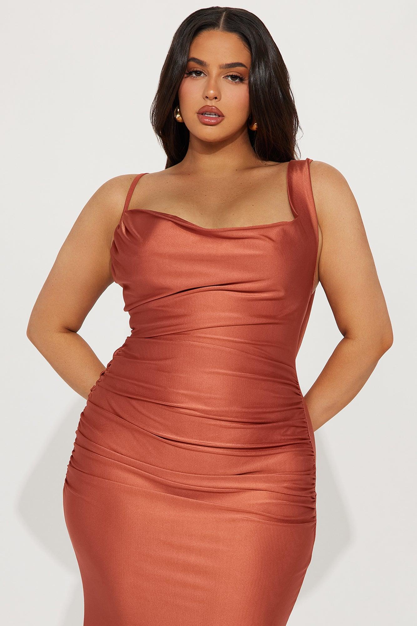 Michelle Draped Back Gown - Marsala Product Image
