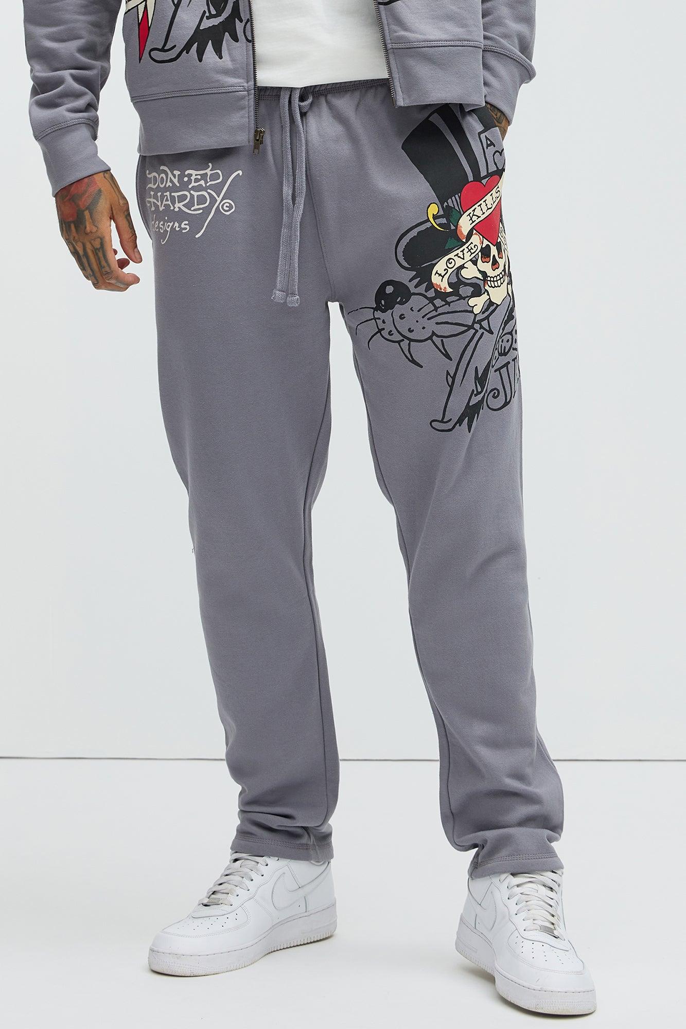 Ed Hardy Love Kills Skull Sweatpants - Grey Product Image