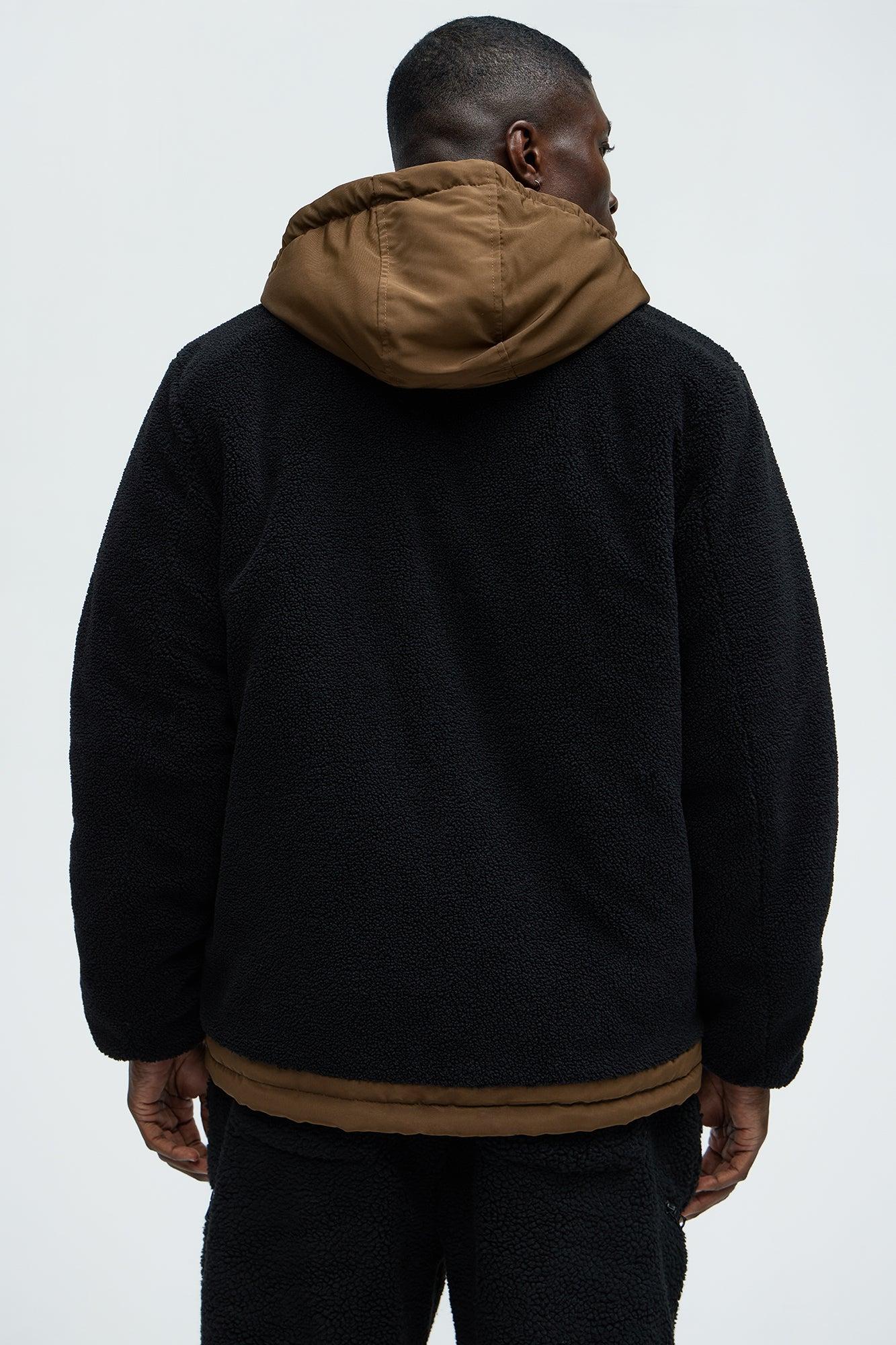 Theodore Midweight Teddybear Sherpa Jacket - Black/Brown Product Image