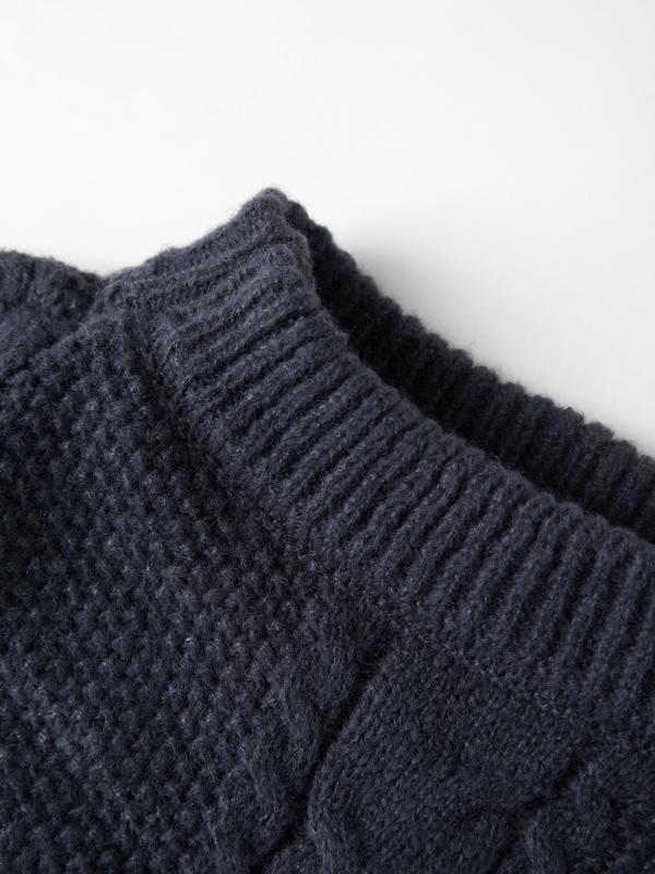 Vintage Cable Knit Long Sleeve Knit Mini Dress Product Image