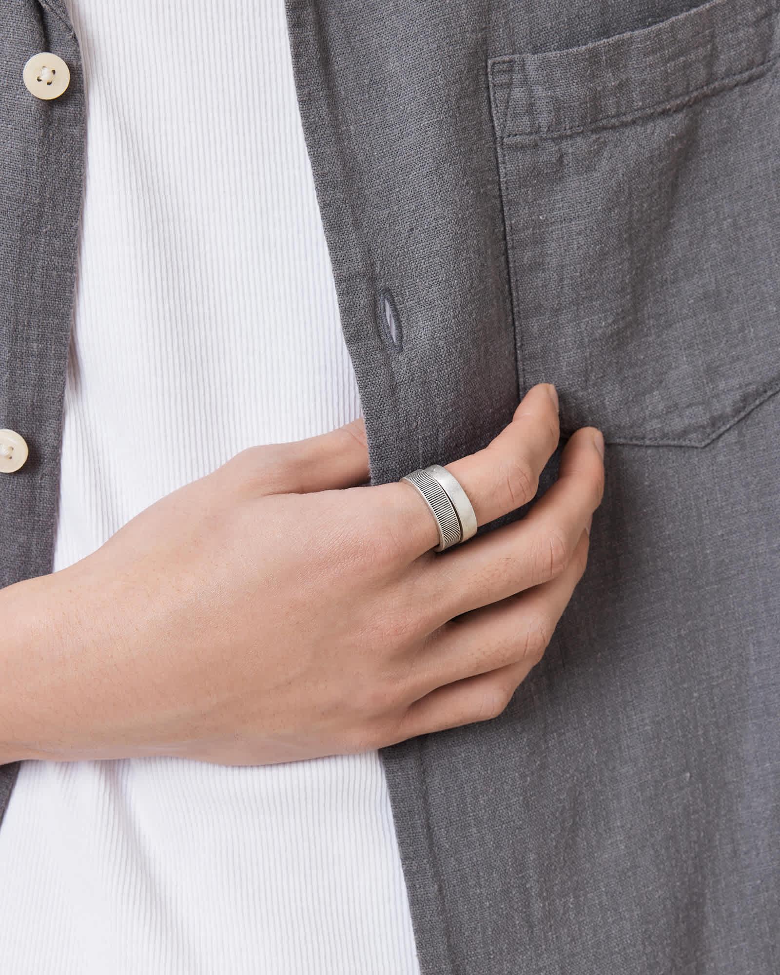 Eason Textured Sterling Silver Ring Set Product Image