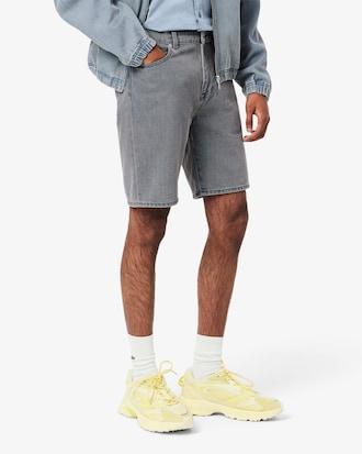 Washed Effect Dyed Denim Bermuda Shorts Product Image