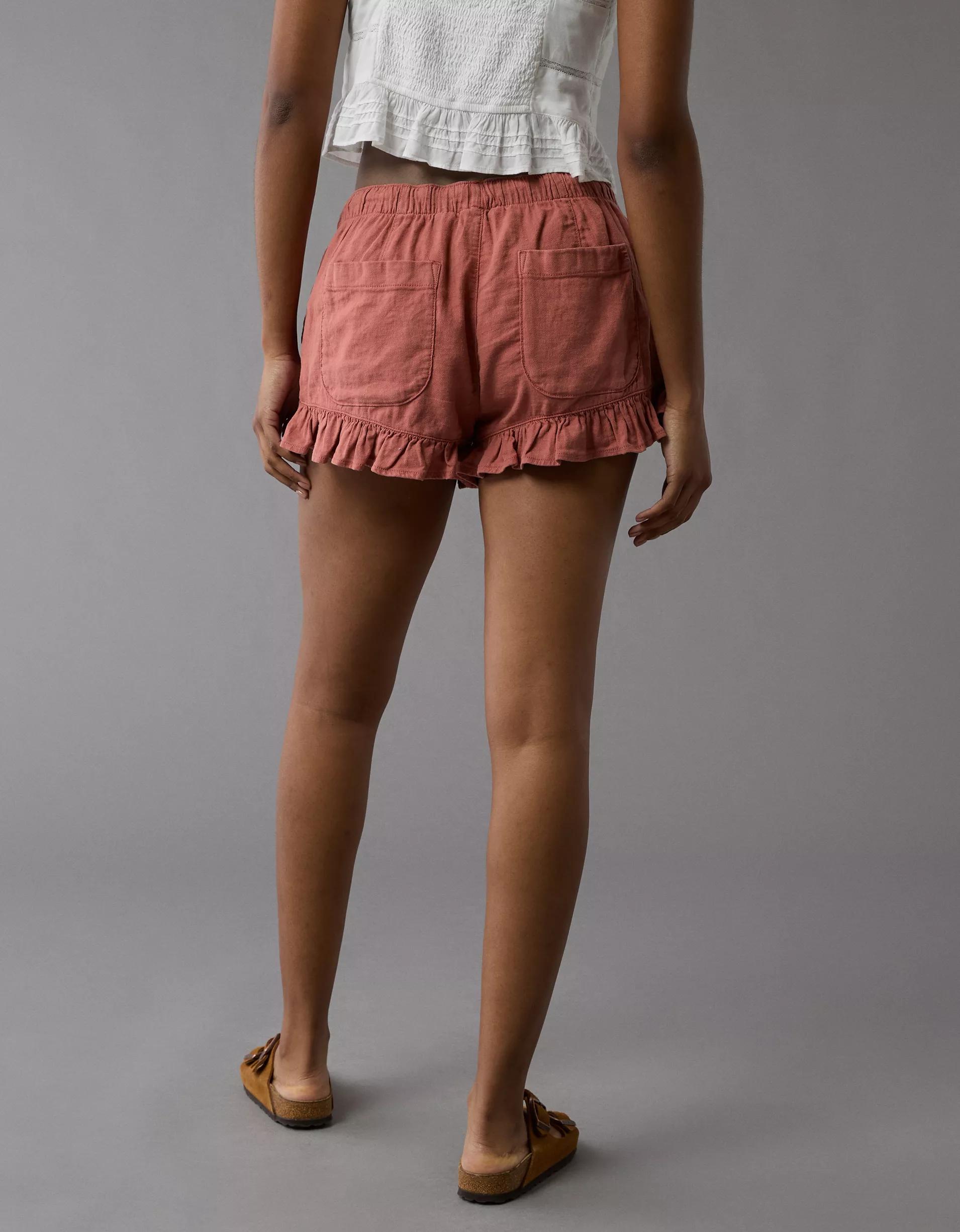 AE Stretch Linen-Blend Ruffle Short Product Image