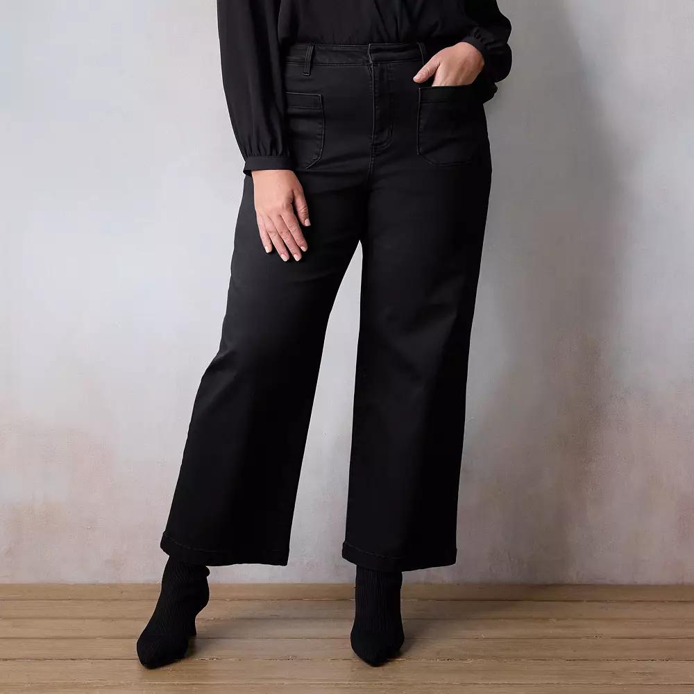 Plus Size LC Lauren Conrad Super High Rise Plus Denim Trousers, Women's, Size: 20 Tall, Black Rinse Product Image