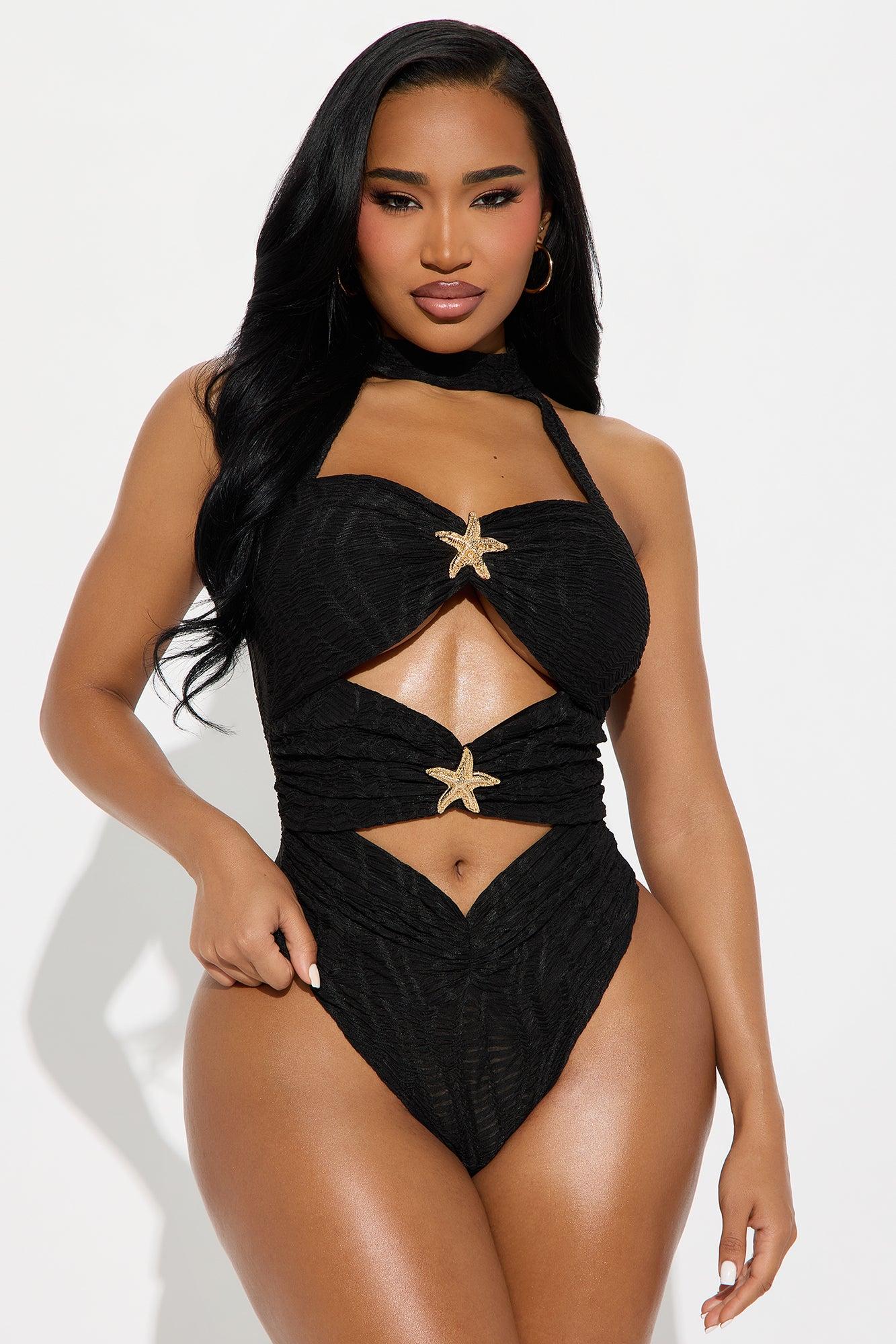Millicent High Neck Cut Out Bodysuit - Black Product Image