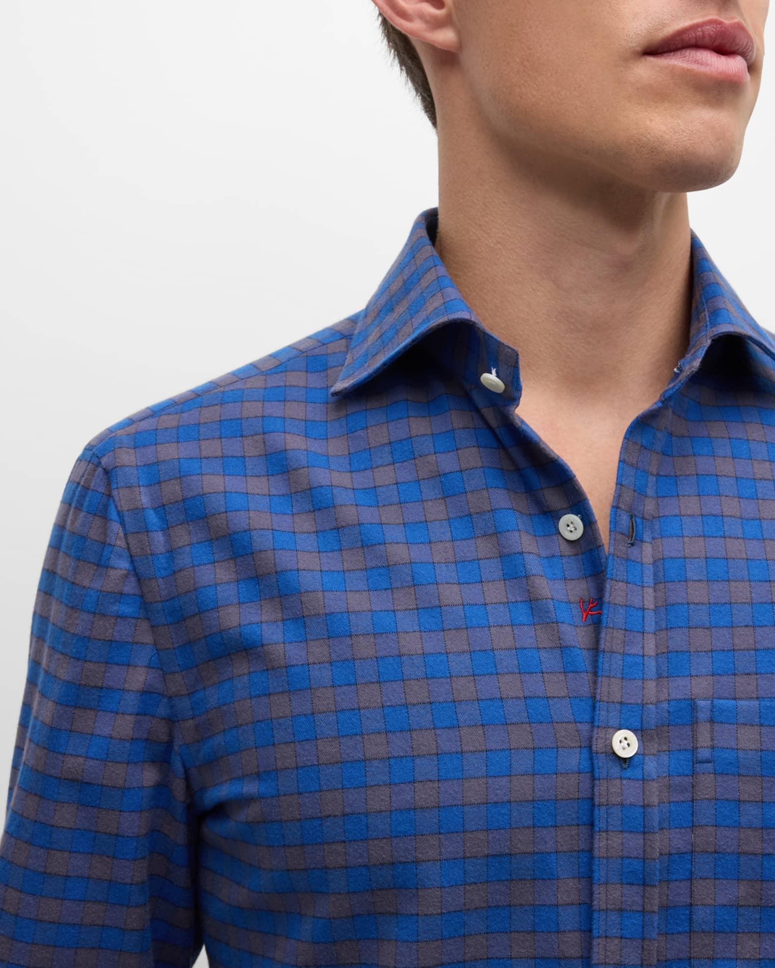 Men's Cotton Gingam Check Casual Button-Down Shirt Product Image