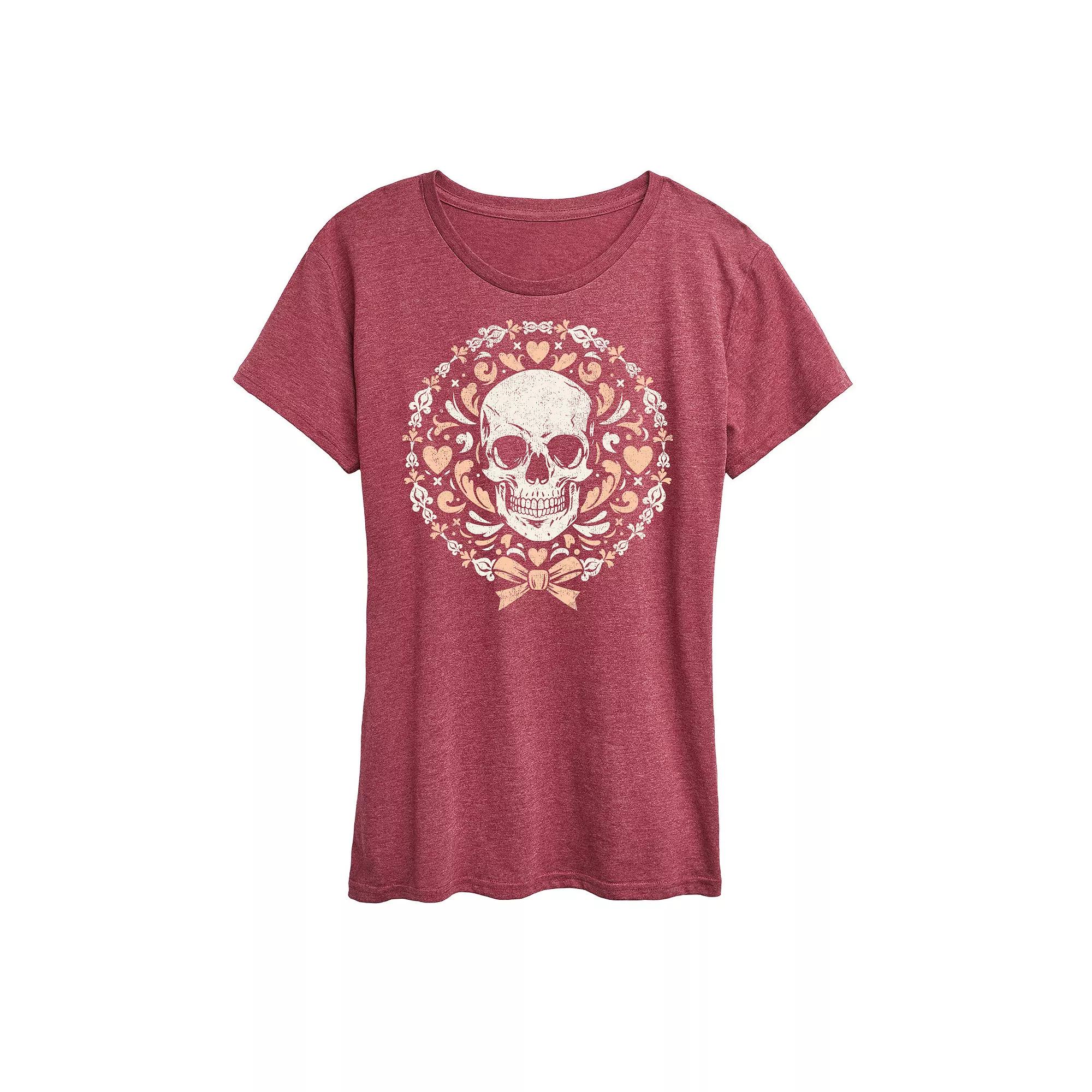 Women's Coquette Skull Graphic Tee,  Product Image