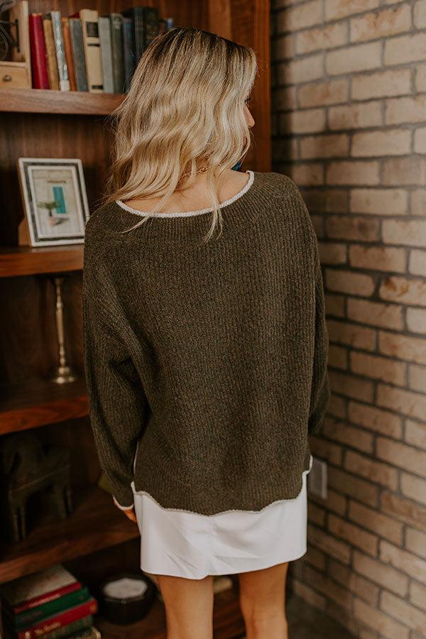 Falling For Cozy Knit Sweater in Martini Olive Product Image