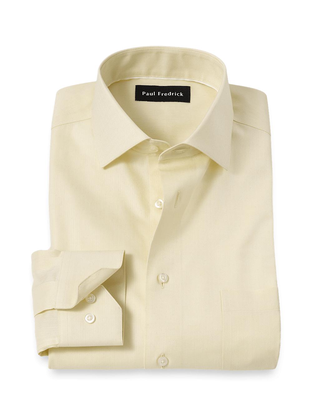 Comfort Stretch Non-Iron Herringbone Dress Shirt - Yellow Product Image